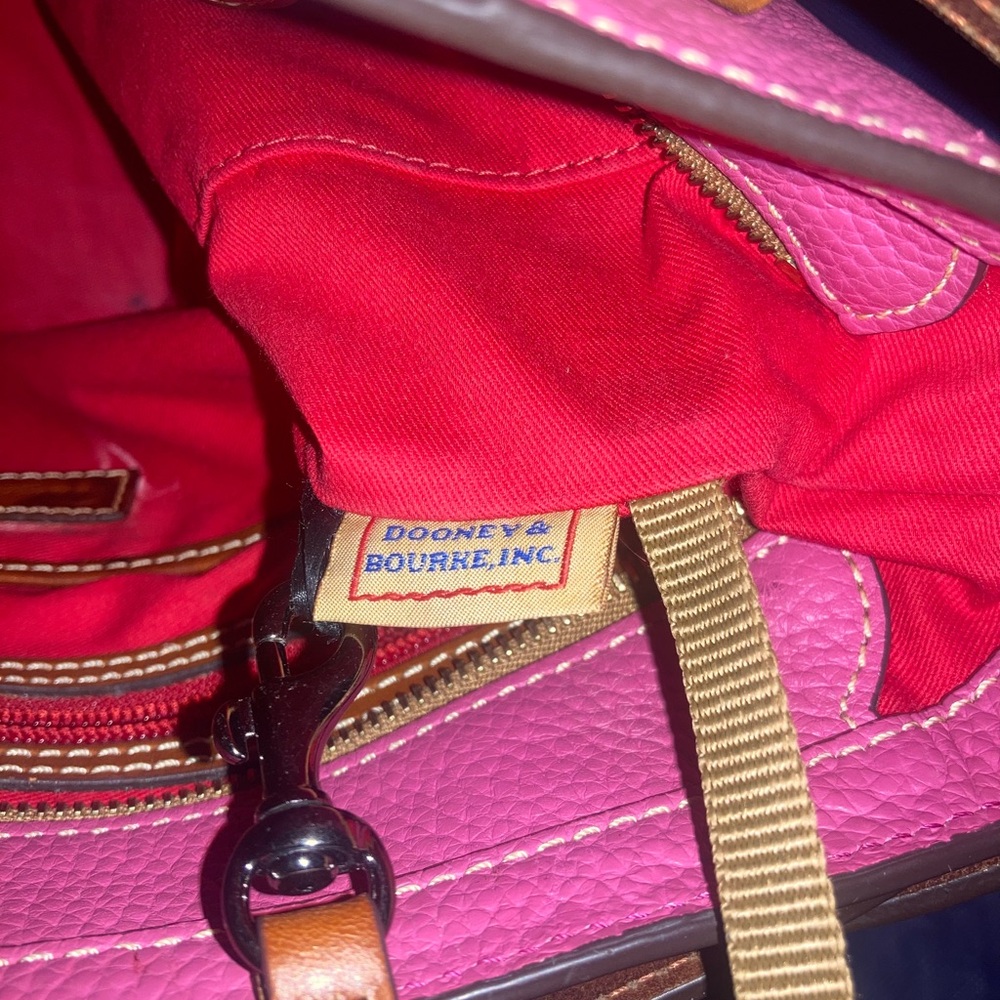 Dooney & Bourke Hot Pink Pebble Leather Tote with Brown Trim - Picture 11 of 15